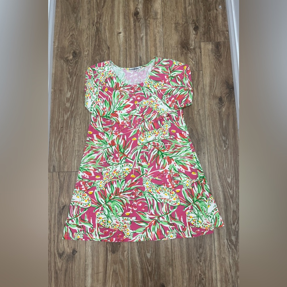 Barbara Gerwit Tropical Cotton Print Dress Sz L